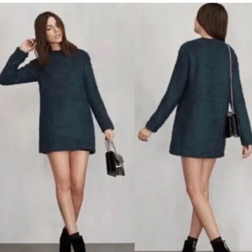 REFORMATION Loki BLACK  Mini Boucle Sweater Dress Size XS